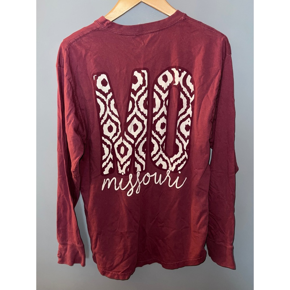 Royce Brand Missouri MO Long Sleeve T-Shirt Maroon Burgundy Geometric Graphic M